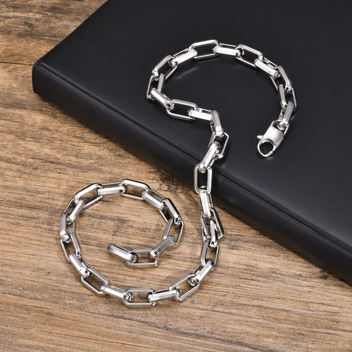 Minimalist Men's Necklace, Stainless Steel, Rectangular Chain
